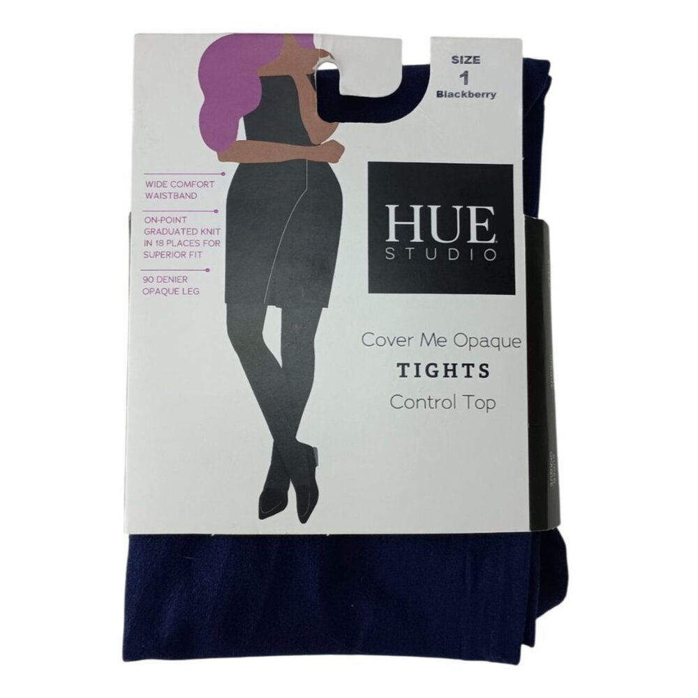 Hue Studio Women's 90D Opaque Control Top Tights Blackberry Sz. 1